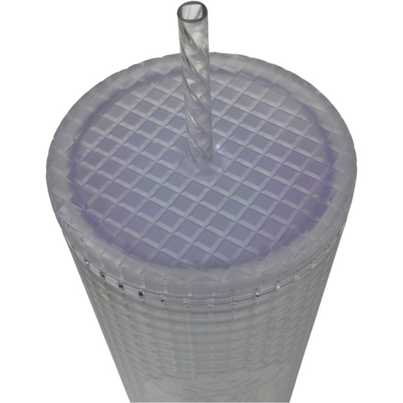 Starbucks Spring 2022 Iridescent Frost White Grid Tumbler Cold Cup Venti 24 oz - Picture 5 of 13